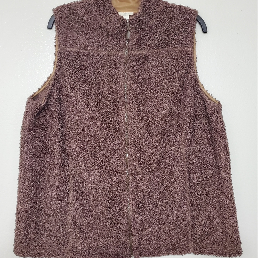 Vintage J.Jill Fleece Cushion Full Zip Fuzzy Vest